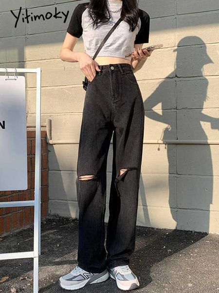 jeans yitimoky women's jeans hole autumn 2022 new loose thin drape wideleg mopping pants black high waist straightleg classic jeans, Blue
jeans yitimoky women's jeans hole autumn 2022 new loose thin drape wideleg mopping pants black high waist straightleg classic jeans, Blue