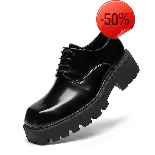 heightened 5cm square toe men dress shoes 2022 new thick bottom british men's derby shoe real leather oxfords, Black
heightened 5cm square toe men dress shoes 2022 new thick bottom british men's derby shoe real leather oxfords, Black