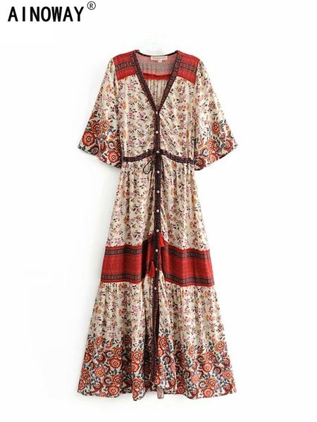 dresses vintage chic women vestidos red floral print bat sleeve beach bohemian maxi dresses ladies v neck tassel boho dress robe, Black;gray
dresses vintage chic women vestidos red floral print bat sleeve beach bohemian maxi dresses ladies v neck tassel boho dress robe, Black;gray