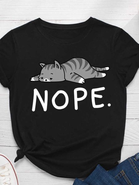 nope cat print women t shirt short sleeve o neck loose women tshirt ladies tee shirt clothes camisetas, White
nope cat print women t shirt short sleeve o neck loose women tshirt ladies tee shirt clothes camisetas, White