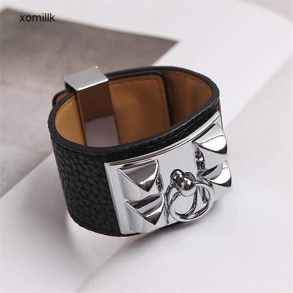 hermm gift bracelets bracelet female korean trendsetter leather gold wide bracelet titanium steel fashion punk style rivet belt buckle jewel, Black
hermm gift bracelets bracelet female korean trendsetter leather gold wide bracelet titanium steel fashion punk style rivet belt buckle jewel, Black