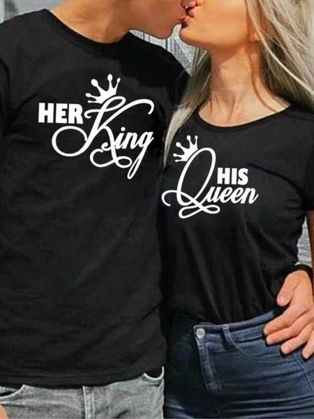 her king his queen letter print couple t shirt lovers short sleeve o neck loose tshirt women man fashion tee shirt clothes, White
her king his queen letter print couple t shirt lovers short sleeve o neck loose tshirt women man fashion tee shirt clothes, White