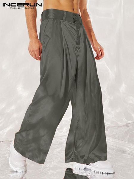 pants incerun men casual pants solid color button high waist 2022 leisure wide leg trousers men pockets streetwear fashion pantalon, Black
pants incerun men casual pants solid color button high waist 2022 leisure wide leg trousers men pockets streetwear fashion pantalon, Black