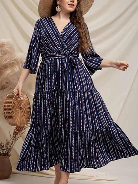 dresses 2022 summer dress plus size women v neck three quarter sleeve striped print casual dress belted high waist maxi long dresses, Black
dresses 2022 summer dress plus size women v neck three quarter sleeve striped print casual dress belted high waist maxi long dresses, Black