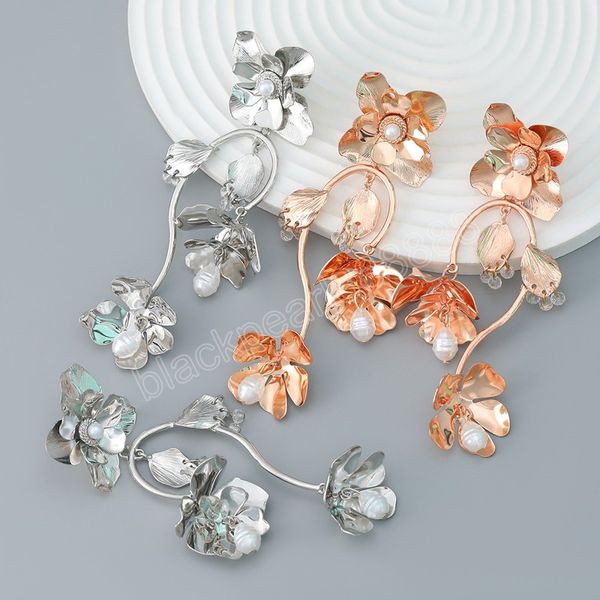 pearl embellished flower shaped dangle earrings for women wholesale fashion metal big flower earrings jewelry accessories, Silver
pearl embellished flower shaped dangle earrings for women wholesale fashion metal big flower earrings jewelry accessories, Silver