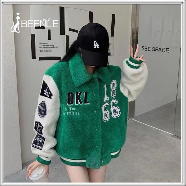 fur beenle jacket 2022 women spring winter lamb wool baseball jacket women's letter print coats thickened retro loose jacket, Black
fur beenle jacket 2022 women spring winter lamb wool baseball jacket women's letter print coats thickened retro loose jacket, Black