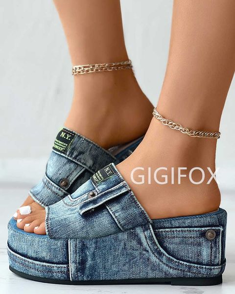 slippers gigifox women denim slides summer sandals women slip on wedges platform casual open toe fashion shoes leisure comfy heels j230502, Black
slippers gigifox women denim slides summer sandals women slip on wedges platform casual open toe fashion shoes leisure comfy heels j230502, Black