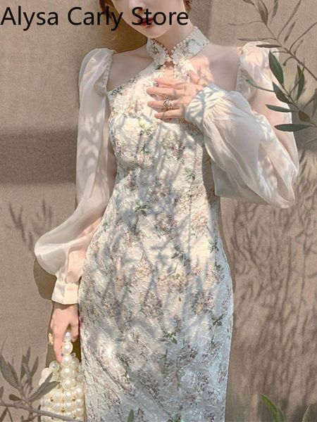 dresses vintage elegant cheongsam dress women floral embroidery design party fairy dress female 2022 spring court retro long split dress, Black;gray
dresses vintage elegant cheongsam dress women floral embroidery design party fairy dress female 2022 spring court retro long split dress, Black;gray