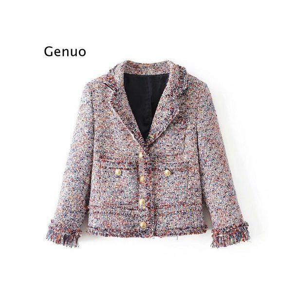 fur 2022 women's autumn and winter tweed jacket retro suit collar woolen short fashion tassel stitching allmatch warm top, Black
fur 2022 women's autumn and winter tweed jacket retro suit collar woolen short fashion tassel stitching allmatch warm top, Black