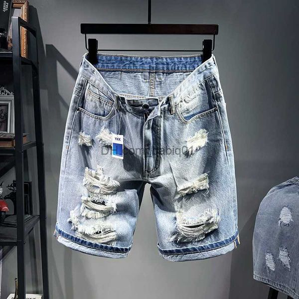 men's shorts 2023 summer men's ripped denim shorts trendy fashion loose elastic plus size five point pants male classic brand over, White;black
men's shorts 2023 summer men's ripped denim shorts trendy fashion loose elastic plus size five point pants male classic brand over, White;black