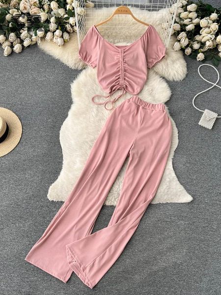 pants singreiny ruched design two piece sets women summer v neck crop elastic waist pocket long pants casual fashion 2023 suits, White
pants singreiny ruched design two piece sets women summer v neck crop elastic waist pocket long pants casual fashion 2023 suits, White