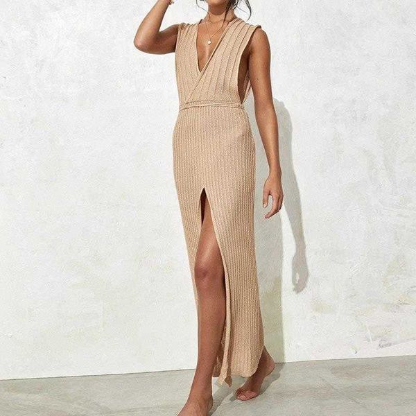v neck womens jackets beach knitted blouse backless slit dress vacation, Black;brown
v neck womens jackets beach knitted blouse backless slit dress vacation, Black;brown
