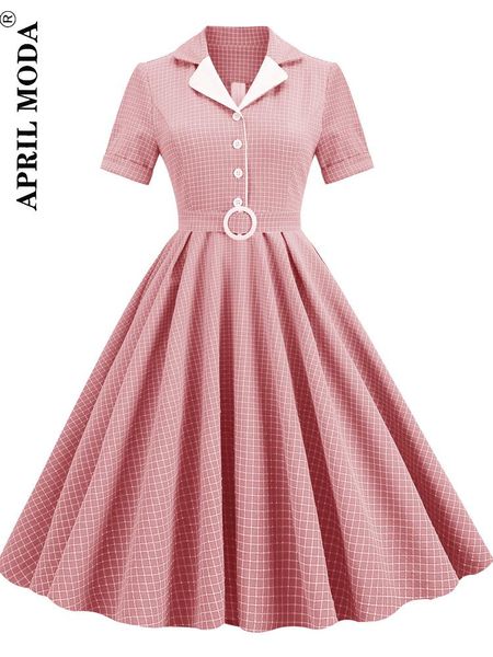 dresses pink retro 1950s vintage rockabilly dress swing casual summer button front turn down collar plaid print pinup dresses with belt, Black;gray
dresses pink retro 1950s vintage rockabilly dress swing casual summer button front turn down collar plaid print pinup dresses with belt, Black;gray
