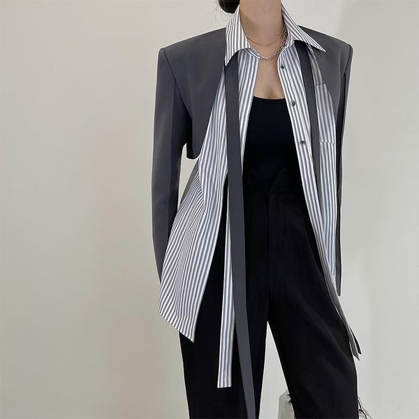 pants feiernan striped blazer women spliced jackets with padded shoulders causal korean fashion outfit girl blue button up shirt lady, White
pants feiernan striped blazer women spliced jackets with padded shoulders causal korean fashion outfit girl blue button up shirt lady, White