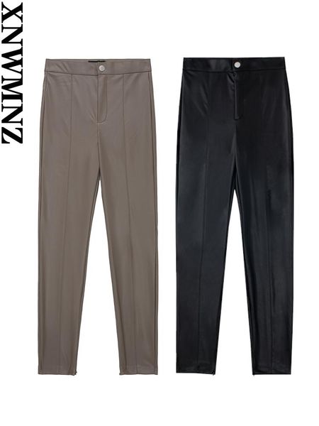 leggings xnwmnz 2022 women fashion faux leather pu leggings woman tight high waist pants leg side split casual versatile female pants, Black
leggings xnwmnz 2022 women fashion faux leather pu leggings woman tight high waist pants leg side split casual versatile female pants, Black
