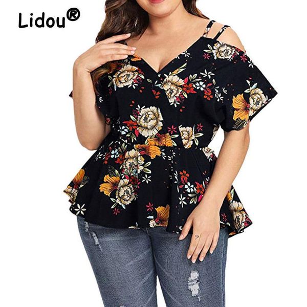 t-shirt plus size women's clothing summer off shoulder vintage floral print short sleeve female casual v neck slim tshirt 5xl, Black
t-shirt plus size women's clothing summer off shoulder vintage floral print short sleeve female casual v neck slim tshirt 5xl, Black