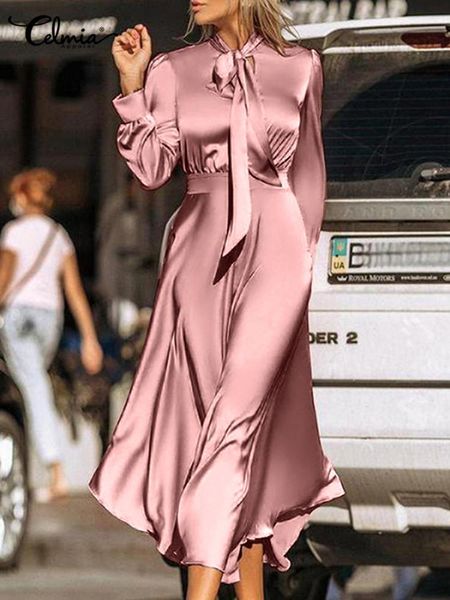 dresses celmia 2022 elegant sheath maxi sundress casual strappy bow tie wrap kleid vestidos women long sleeve satin silk lady long dress, Black;gray
dresses celmia 2022 elegant sheath maxi sundress casual strappy bow tie wrap kleid vestidos women long sleeve satin silk lady long dress, Black;gray