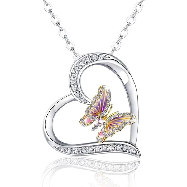 fashion necklace artificial diamond women's jewelry butterfly accessories love pendant exquisite decorations, Silver
fashion necklace artificial diamond women's jewelry butterfly accessories love pendant exquisite decorations, Silver