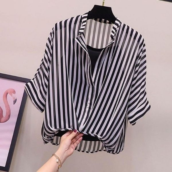 polos 2021 blouse women two piece set chiffon shirts summer half sleeve loose women casual blouse plus size striped, White
polos 2021 blouse women two piece set chiffon shirts summer half sleeve loose women casual blouse plus size striped, White