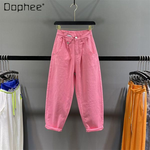 jeans casual cute color high waisted baggy jeans woman 2022 spring and summer new women's loose ankletied harem denim pants, Blue
jeans casual cute color high waisted baggy jeans woman 2022 spring and summer new women's loose ankletied harem denim pants, Blue