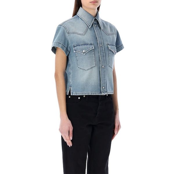 women's blouses & shirts european luxury designer designs the latest small short half sleeved denim shirt for spring and summer, White
women's blouses & shirts european luxury designer designs the latest small short half sleeved denim shirt for spring and summer, White