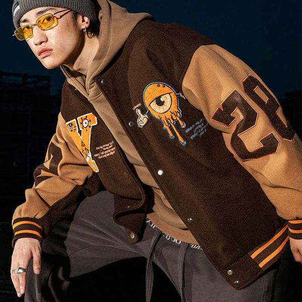 men's jackets men women letter embroidery varsity jackets japanese thin oversized spring autumn baseball jacket coat hip hop harajuku c, Black;brown 
men's jackets men women letter embroidery varsity jackets japanese thin oversized spring autumn baseball jacket coat hip hop harajuku c, Black;brown