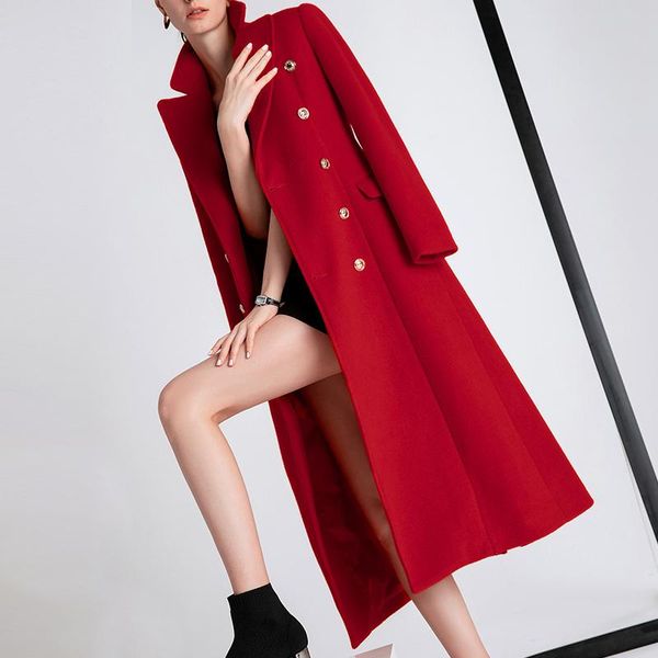 fur autumn winter new women's red suit collar temperament woolen coat female fashion double breasted long classic cashmere coat y795, Black
fur autumn winter new women's red suit collar temperament woolen coat female fashion double breasted long classic cashmere coat y795, Black