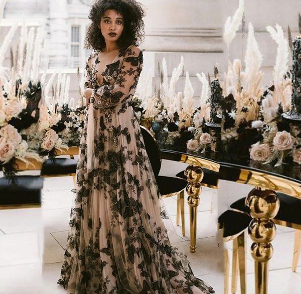 champagne black butterfly wedding dresses with long sleeve 2023 vintage bohemian country gothic fairy bridal gowns, White
champagne black butterfly wedding dresses with long sleeve 2023 vintage bohemian country gothic fairy bridal gowns, White