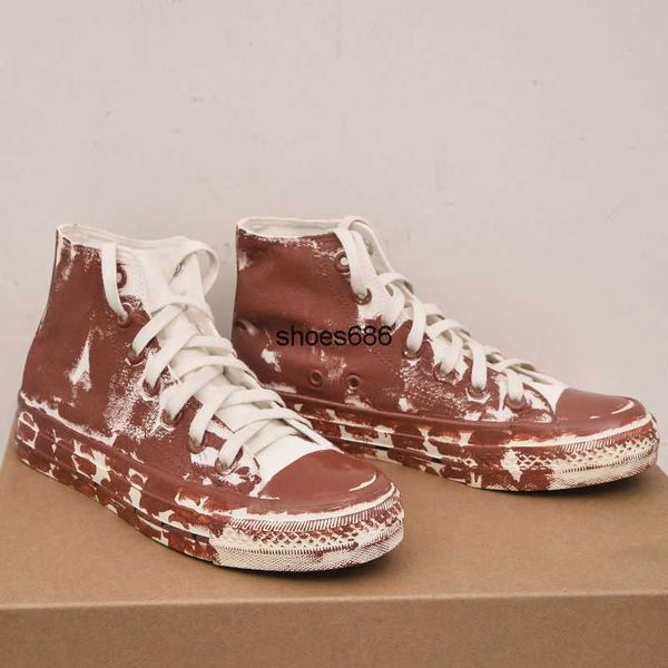 french niche designer daymare vulcanization dousha red hand-painted graffiti high canvas shoes, Black
french niche designer daymare vulcanization dousha red hand-painted graffiti high canvas shoes, Black