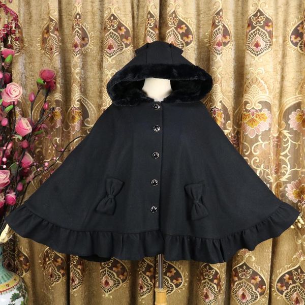 fur womens girls lolita wool blend rabbit ears hooded cape riffle bow cosplay coat cute sweet cloak outwear ponchos long halloween, Black
fur womens girls lolita wool blend rabbit ears hooded cape riffle bow cosplay coat cute sweet cloak outwear ponchos long halloween, Black