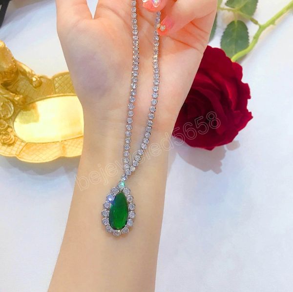 luxury inlay green shine water drop cubic zirconia charm necklace for women wedding party jewelry gifts, Silver
luxury inlay green shine water drop cubic zirconia charm necklace for women wedding party jewelry gifts, Silver