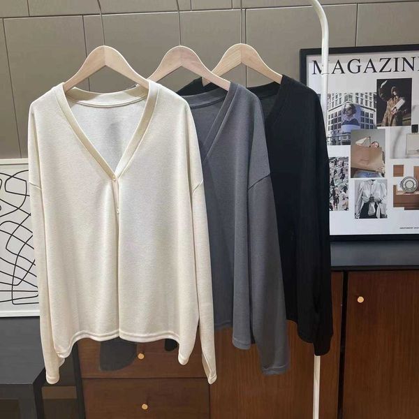 solid color loose jacket slimming v neckline button long sleeved womens sweater, Black;brown
solid color loose jacket slimming v neckline button long sleeved womens sweater, Black;brown
