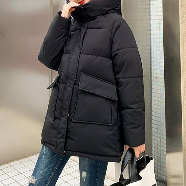 leather autumn winter thicken warm medium long chic parka women casual sweety solid color big pocket loose hooded coat jackets outwear, Black
leather autumn winter thicken warm medium long chic parka women casual sweety solid color big pocket loose hooded coat jackets outwear, Black