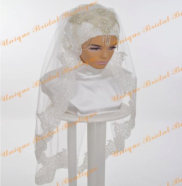 2021 new arrival muslim bridal hijab custom made lace applique edge elbow length beading crystals wedding veils one layer3113888, Black
2021 new arrival muslim bridal hijab custom made lace applique edge elbow length beading crystals wedding veils one layer3113888, Black