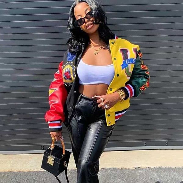 women's jackets ins women's jacket 2022 europe and the united states baseball uniform hiphop print fashion personality trend coupl, Black;brown
women's jackets ins women's jacket 2022 europe and the united states baseball uniform hiphop print fashion personality trend coupl, Black;brown