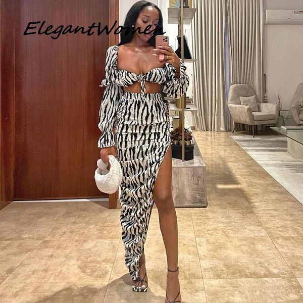 dress elegant zebra print 2 piece matching sets square collar crop and slit skirt outfits for women party club wear dresses, White
dress elegant zebra print 2 piece matching sets square collar crop and slit skirt outfits for women party club wear dresses, White