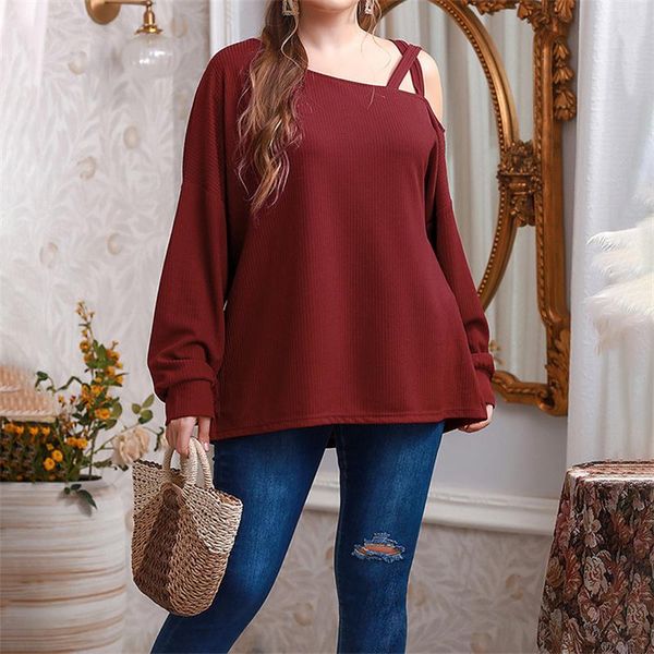 t-shirt 2021 spring autumn women long sleeve blouse plus size 4xl 5xl elegant cross one shoulder off blouse solid ladies, Black
t-shirt 2021 spring autumn women long sleeve blouse plus size 4xl 5xl elegant cross one shoulder off blouse solid ladies, Black