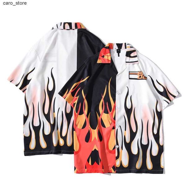 men's casual shirts summer new mens vintage black white patchwork shirt man flame printed short sleeve shirt male hawaiian beach haraju, White;black
men's casual shirts summer new mens vintage black white patchwork shirt man flame printed short sleeve shirt male hawaiian beach haraju, White;black
