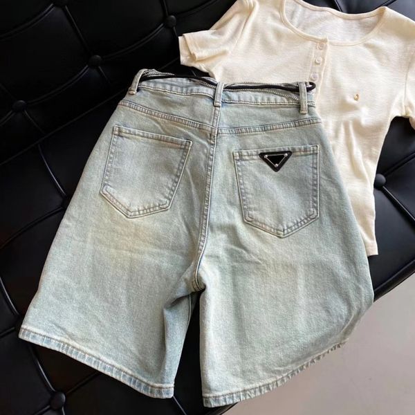 sashes womens jeans knee length pant summer letter triangle designer clothes light blue denim shorts with chain belt sml
sashes womens jeans knee length pant summer letter triangle designer clothes light blue denim shorts with chain belt sml
