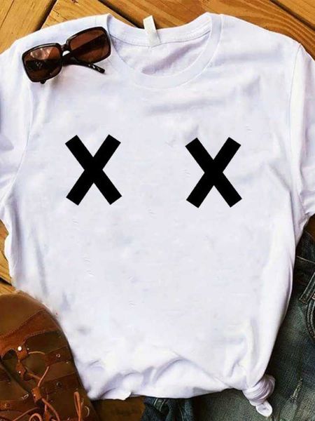 women lady t shirt boobs cross x printed tshirt ladies short sleeve loose tee shirt women female clothes graphic t-shirt, White
women lady t shirt boobs cross x printed tshirt ladies short sleeve loose tee shirt women female clothes graphic t-shirt, White