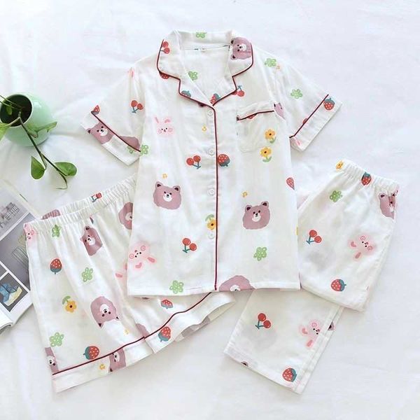 women's sleepwear women pajamas pure gauze cotton yarn summer cute cartoon printing pijama mujer loungewear women 3 piece sleepwear p23, Black;red
women's sleepwear women pajamas pure gauze cotton yarn summer cute cartoon printing pijama mujer loungewear women 3 piece sleepwear p23, Black;red