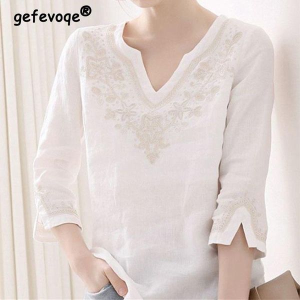 t-shirt office lady elegant solid color embroidery tshirt summer 2022 vneck three quarter sleeve loose pullovers women's clothing, White
t-shirt office lady elegant solid color embroidery tshirt summer 2022 vneck three quarter sleeve loose pullovers women's clothing, White