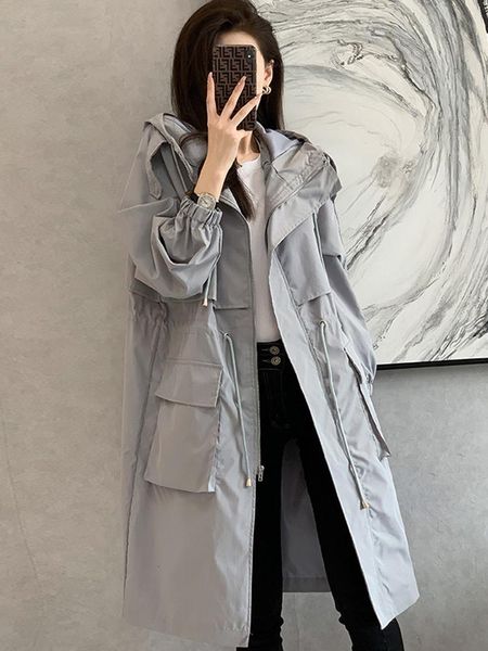 raincoats tigena 2021 new long trench coat women jacket fall winter pocket zipper hooded tunic high waist slim jacket female gray black
raincoats tigena 2021 new long trench coat women jacket fall winter pocket zipper hooded tunic high waist slim jacket female gray black