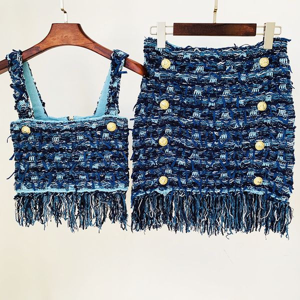 two piece dress two piece sets skirt suits blue tassel tweed fashion knit fringed camisole skirts two piece suit 230503, White
two piece dress two piece sets skirt suits blue tassel tweed fashion knit fringed camisole skirts two piece suit 230503, White