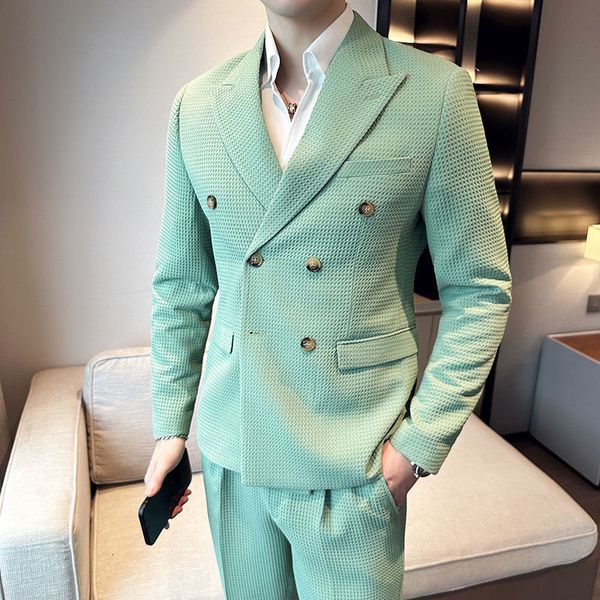 men's suits blazers jacketpants men blazers double breasted business suits/male slim fit waffle groom's wedding dress casual tuxed, White;black
men's suits blazers jacketpants men blazers double breasted business suits/male slim fit waffle groom's wedding dress casual tuxed, White;black