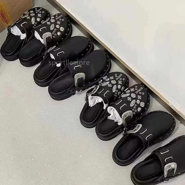 women slipper sparty shoes monasummer slippers platform punk rock leather mules creative metal fittings casual female outdoor slides, Black
women slipper sparty shoes monasummer slippers platform punk rock leather mules creative metal fittings casual female outdoor slides, Black