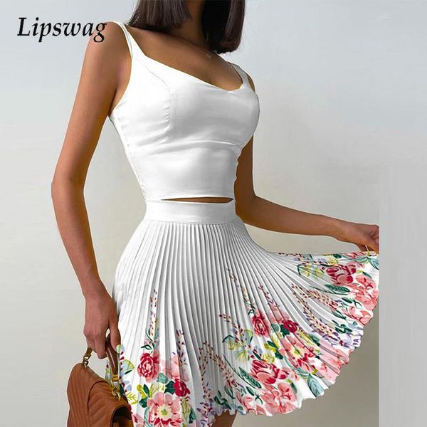 dress women skirt suits spring off shoulder straps + ribbed pleated skirts suit 2021 summer sleeveless ladies casual outfits, White
dress women skirt suits spring off shoulder straps + ribbed pleated skirts suit 2021 summer sleeveless ladies casual outfits, White