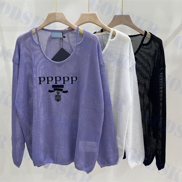 letter embroidery t shirt womens hollow knitted tees summer ladies sunscreen shirts three colors, White
letter embroidery t shirt womens hollow knitted tees summer ladies sunscreen shirts three colors, White
