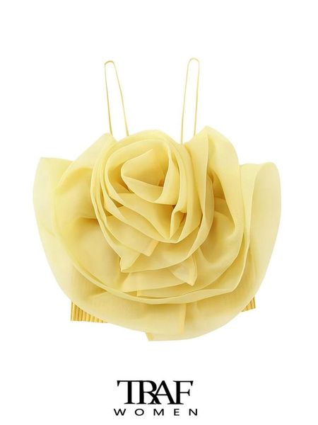 t-shirt traf women fashion with organza flower cropped tank vintage straight neck thin straps female camis mujer, White
t-shirt traf women fashion with organza flower cropped tank vintage straight neck thin straps female camis mujer, White