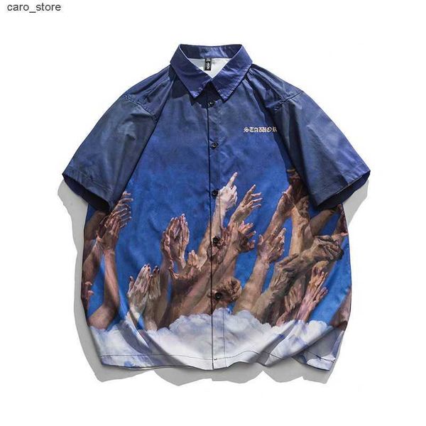 men's casual shirts 2022 hip hop shirts streetwear mens hawaiian short sleeve loose shirt stretched up arm harajuku summer beach hawaii, White;black
men's casual shirts 2022 hip hop shirts streetwear mens hawaiian short sleeve loose shirt stretched up arm harajuku summer beach hawaii, White;black